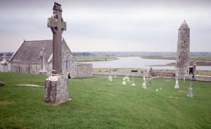 Stone crosses and river 